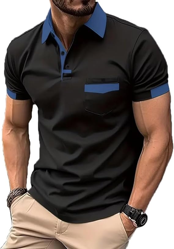 Men's Casual Business Button Short Sleeve Polo Shirt