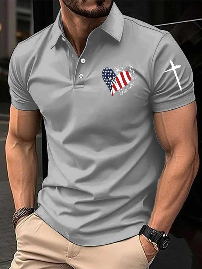 Men's Faith American flag print polo shirt