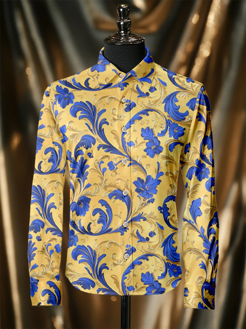 Men's Silk Baroque Luxury Business Long Sleeve Shirt