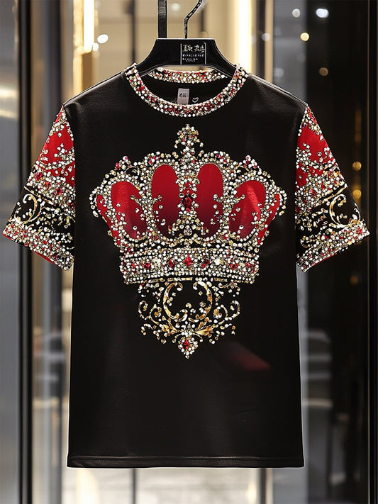 Men's Business Luxury Printed  Cotton Short Sleeve T-Shirt