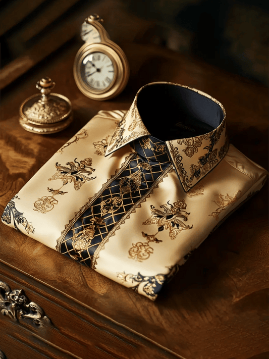 Men's Satin Luxe Print Short Sleeve Button Shirt