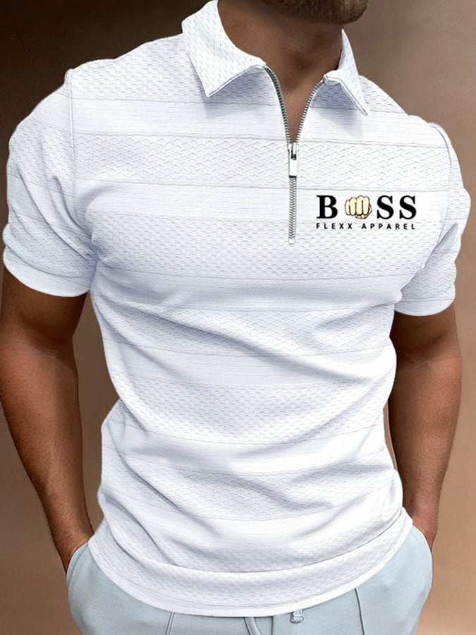 Fashion Casual Lapel Knitted Jacquard Polo