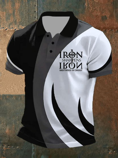 Faith Men's Retro Print Casual Polo Shirt