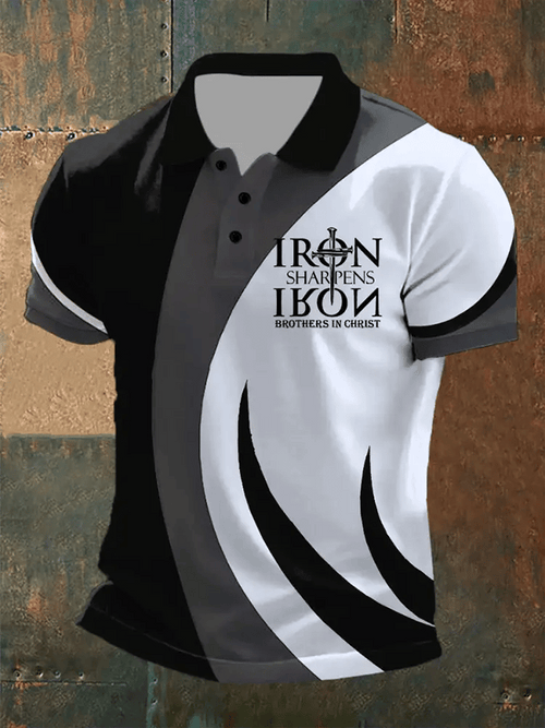 Faith Men's Retro Print Casual Polo Shirt