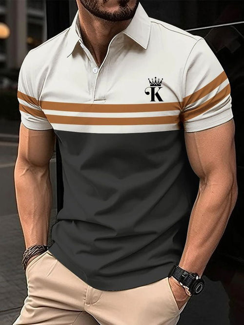 Men's Business Logo Button-Down Short Sleeve Polo Shirt