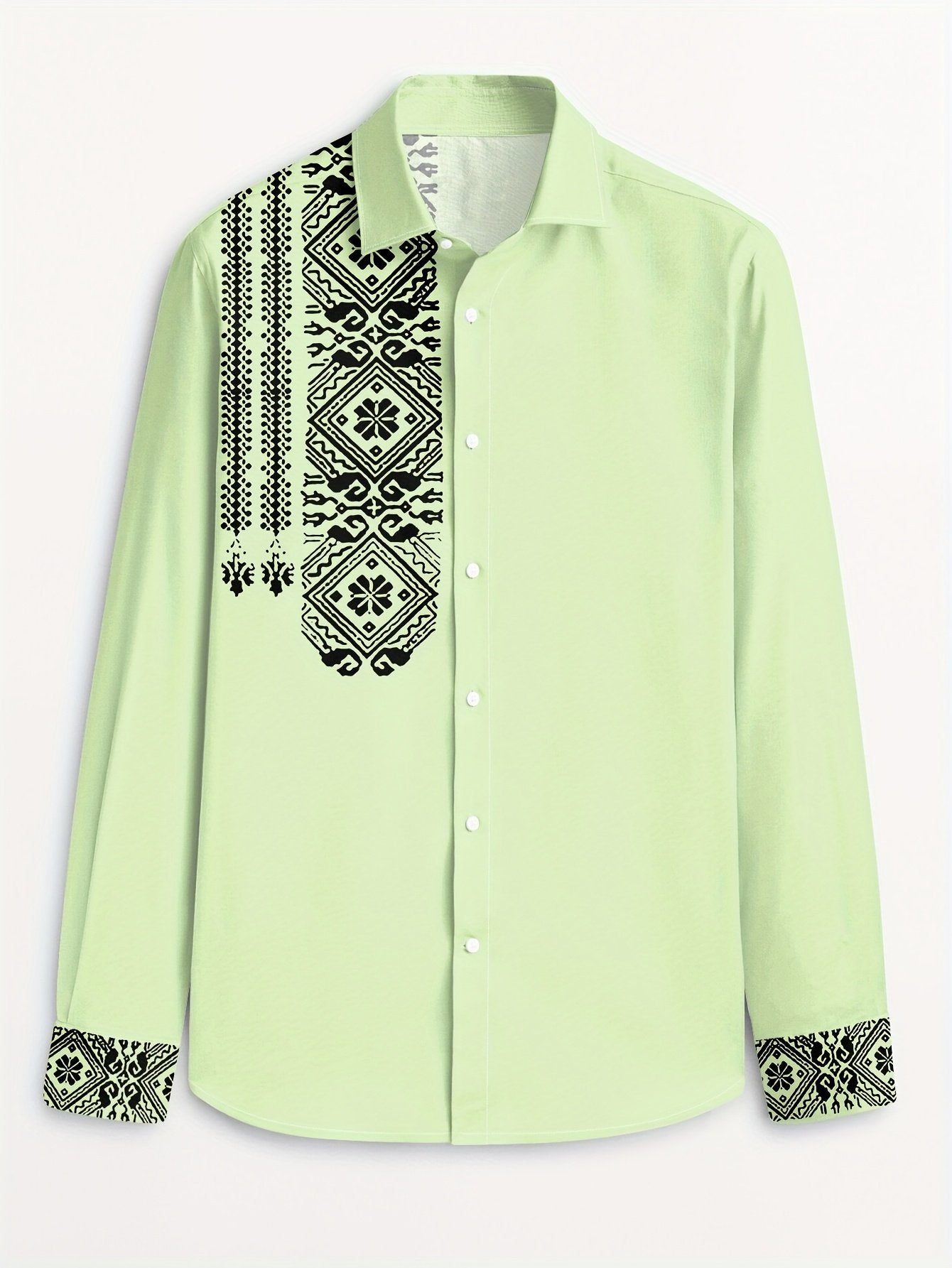 Men's Street Style Business Casual Ethnic Printed Long Sleeve Shirt