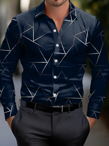 Men's Simple Business Style Geometric Pattern Print Shirt