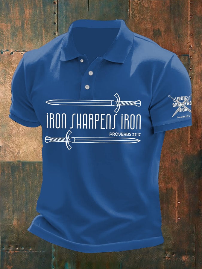 Men's Iron Sharpens Iron Print Polo Shirt