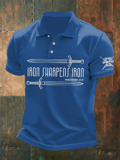 Men's Iron Sharpens Iron Print Polo Shirt