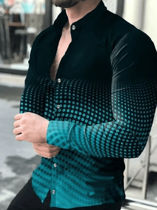 Men's Business Casual Striped Long Sleeve Shirt
