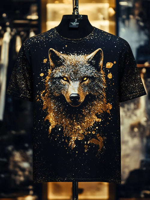 Men's Eagle Sequin Business Print Short Sleeve T-Shirt