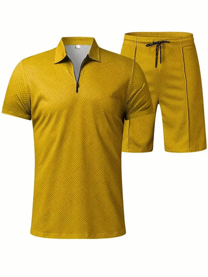 Suitmens Men's Daily Casual Collar Zipper Polo Shirt Set 216