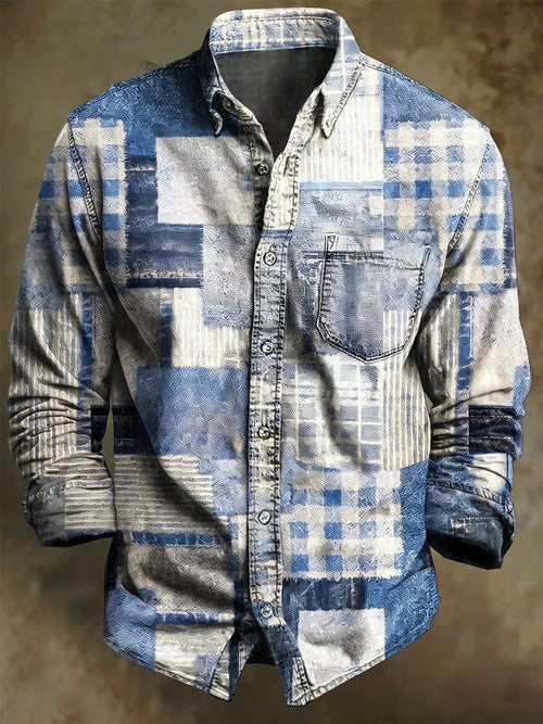 Men's Vintage Art Long-Sleeved Shirt