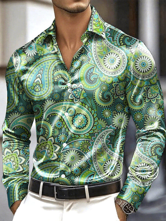 Men's Satin Luxe Long Sleeve Button Down Shirt