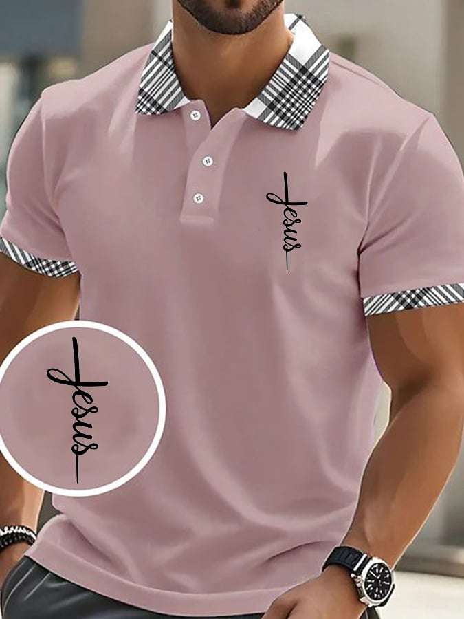 Men's Casual Contrast Color Faith Polo