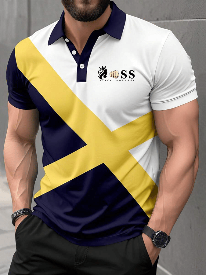 Men's Stylish Letter Print Casual Polo Shirt