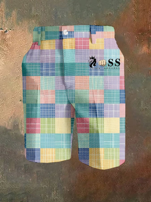 Men's Casual Plaid Waffle Pants