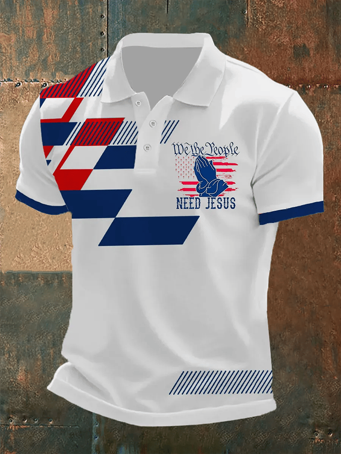 Men's We The People Need Jesus Printed Polo Shirt