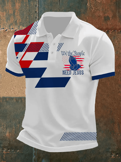 Men's We The People Need Jesus Printed Polo Shirt