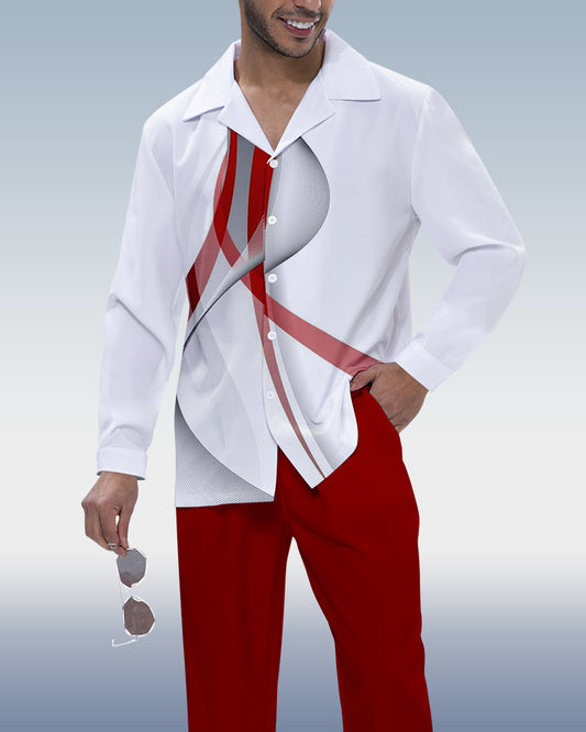 Suitmens Men's Colorblock Gradient Print Long Sleeve Walking Suit 229