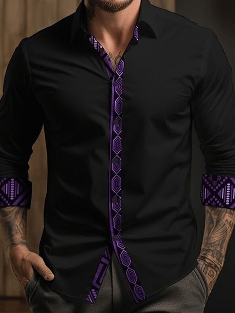 Men's Plaid Business Long Sleeve Shirt