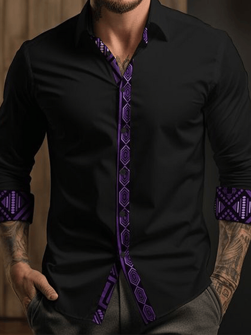 Men's Plaid Business Long Sleeve Shirt