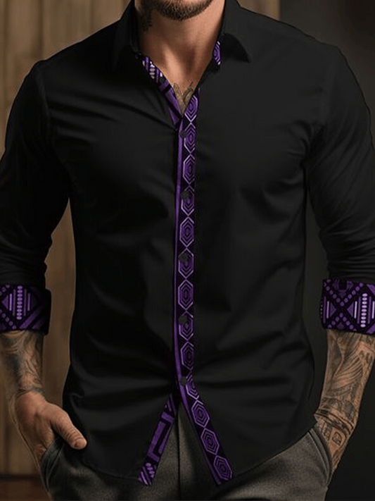 Men's Plaid Business Long Sleeve Shirt