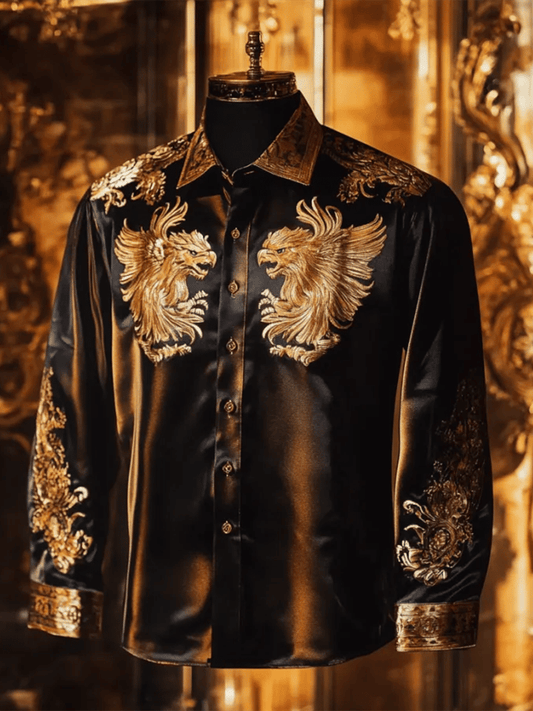 Men's Satin Luxe Long Sleeve Button Down Shirt