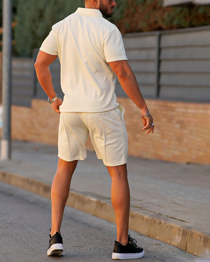 Suitmens Men's Apricot Summer POLO Suit