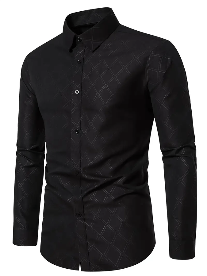 Men's Geometric Design Business Casual Shirt