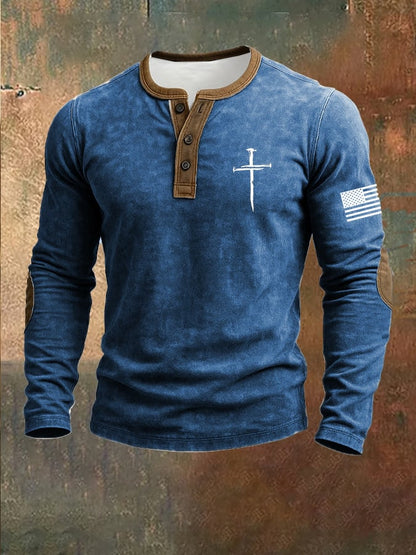 Men's Faith Print Henley Top