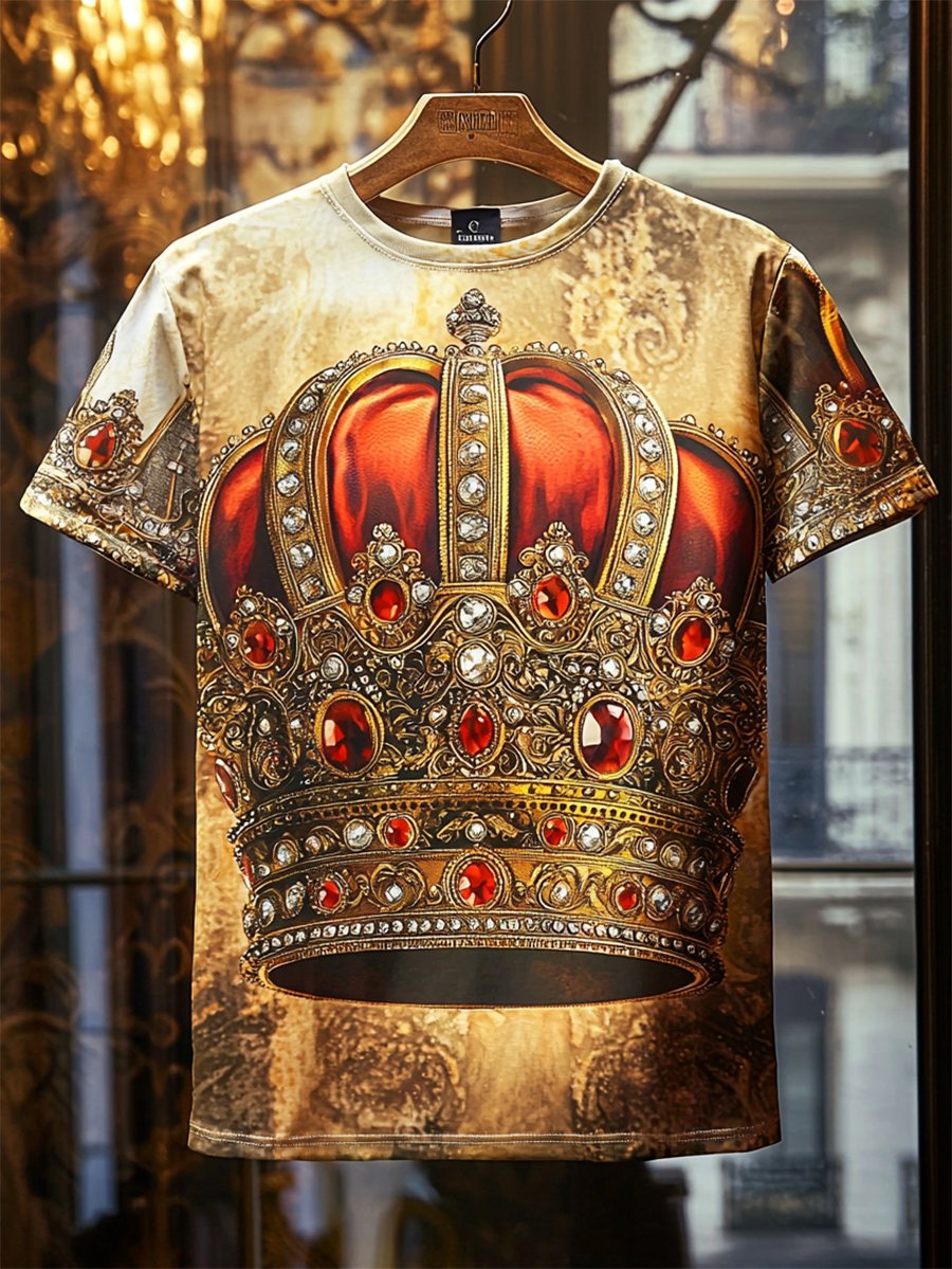 Men's Business Luxury Printed  Cotton Short Sleeve T-Shirt
