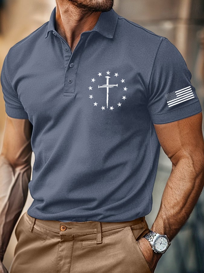 Men's Retro Faith Casual Printed Polo Shirt
