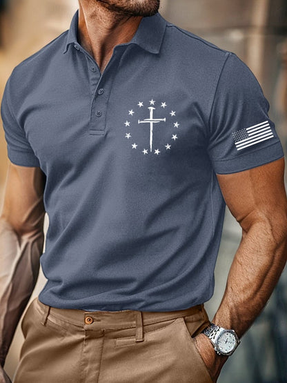 Men's Retro Faith Casual Printed Polo Shirt