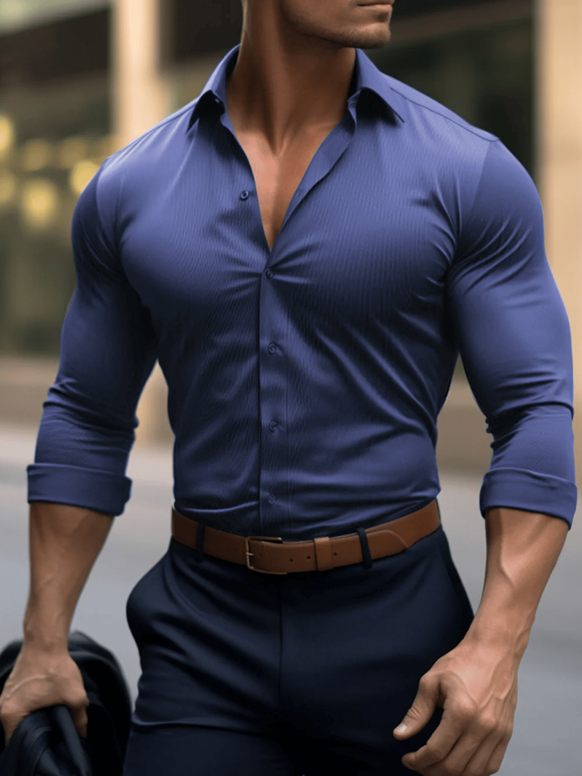 Men's Business Casual Long Sleeve Shirt