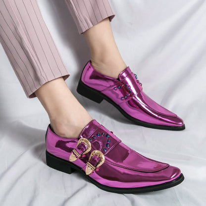 Men's British Business Pointed Toe Casual Buckle Leather Shoes