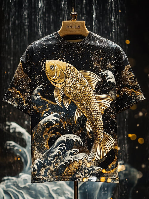 Men's Carp Sequin Business Print Short Sleeve T-Shirt