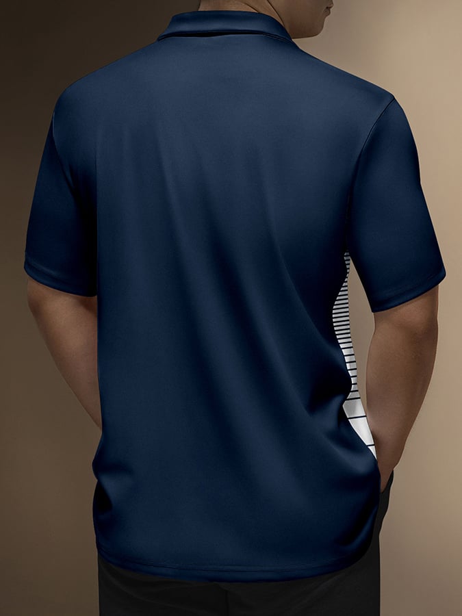 Men's Fashionable Geometric Short Sleeved Polo Shirt