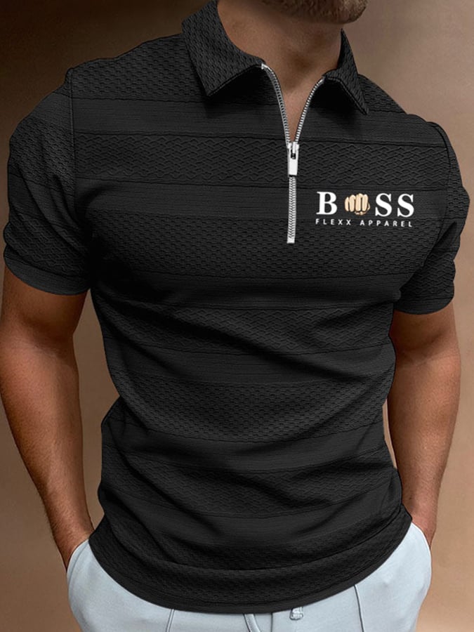 Fashion Casual Lapel Knitted Jacquard Polo