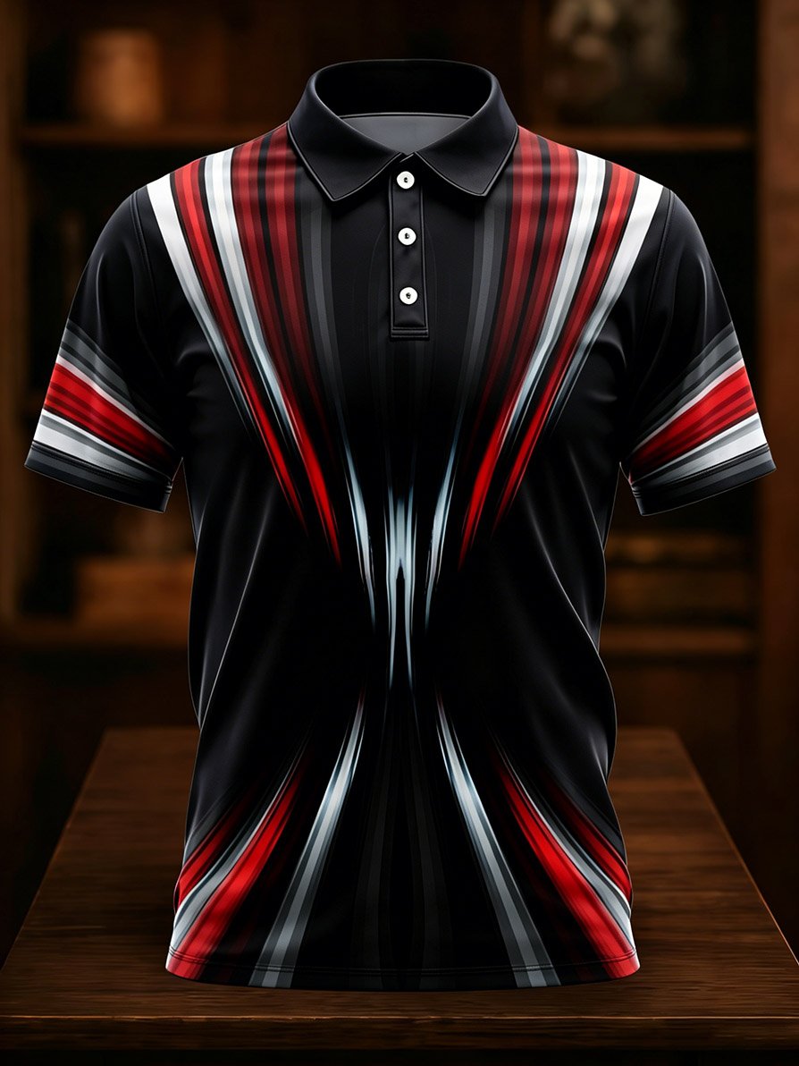 Men's Business Casual Art Button Short-Sleeve Polo Shirt