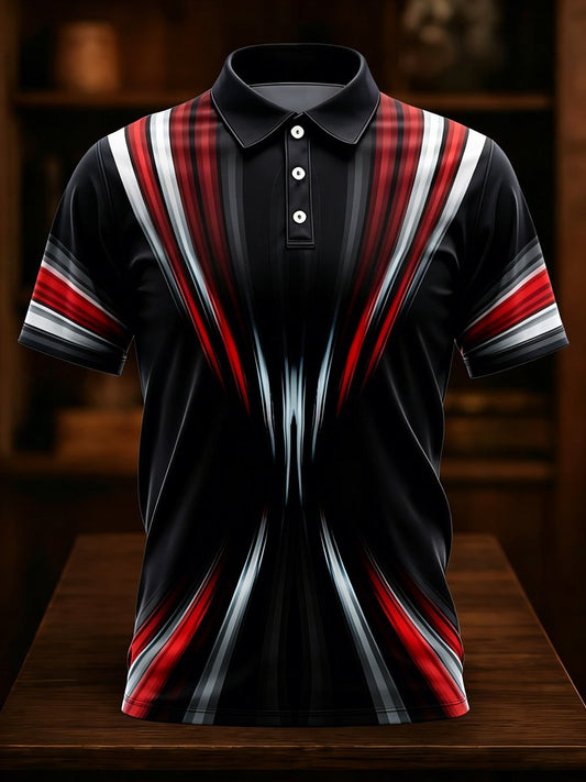 Men's Business Casual Art Button Short-Sleeve Polo Shirt
