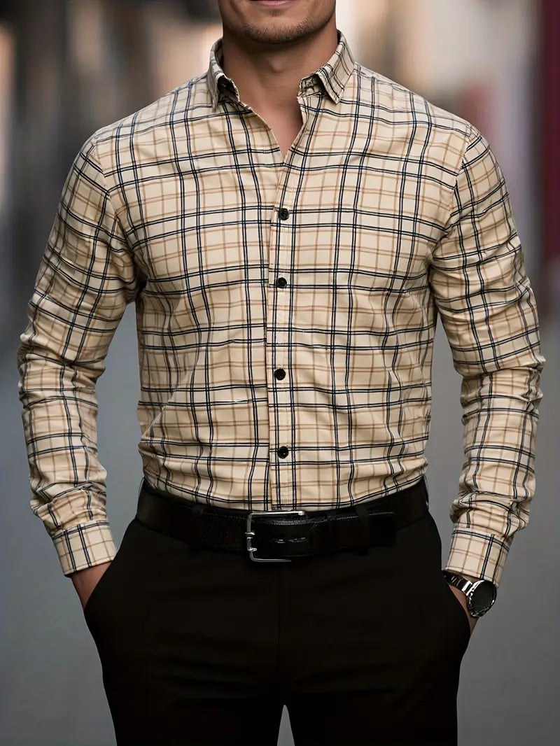 Men's Street Style Business Casual Printed Long Sleeve Shirt