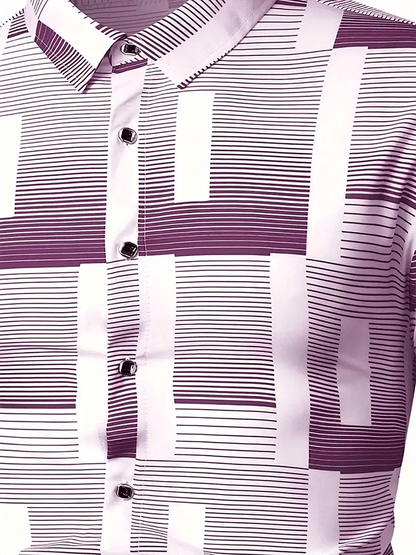 Men's Geometric Design Business Casual Shirt
