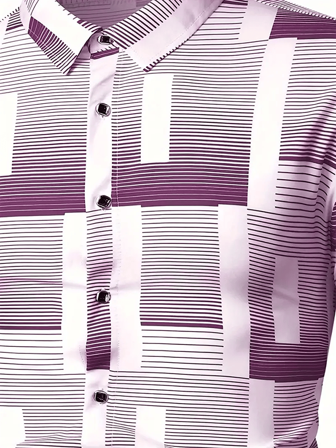 Men's Geometric Design Business Casual Shirt
