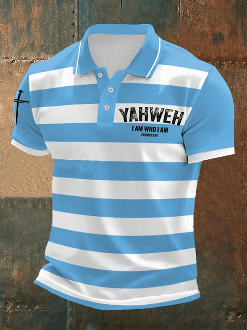 Men's Retro Faith “Yeshua�? Casual Printed Polo Shirt