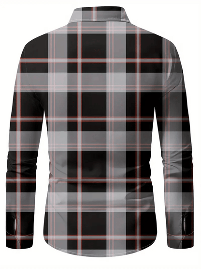 Men's Plaid Business Long Sleeve Shirt