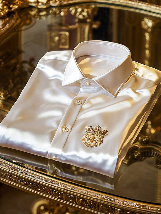 Men's Satin Luxe Long Sleeve Button Down Shirt