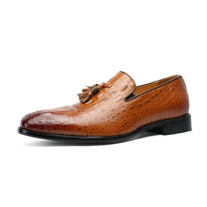 Slip On Extra Large Size Tassel Foot Set Lok Fu British Men'S Crocodile Pattern Business Casual Doudou Shoes