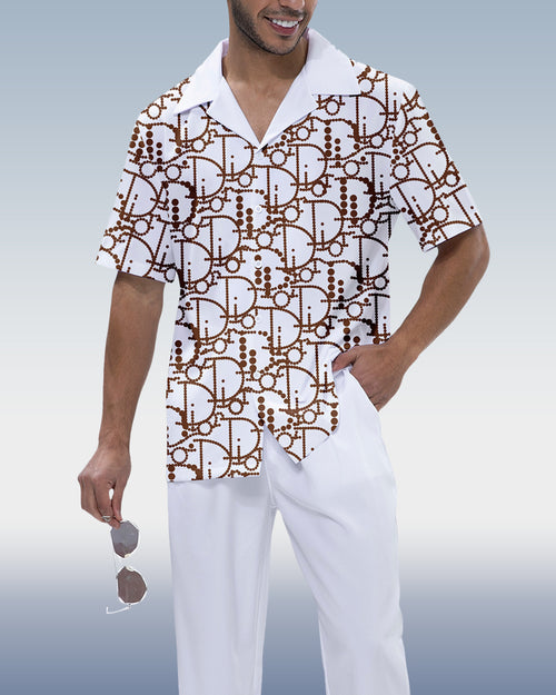Rianmond Men's Fashion Print Short Sleeve Walking Suit 228