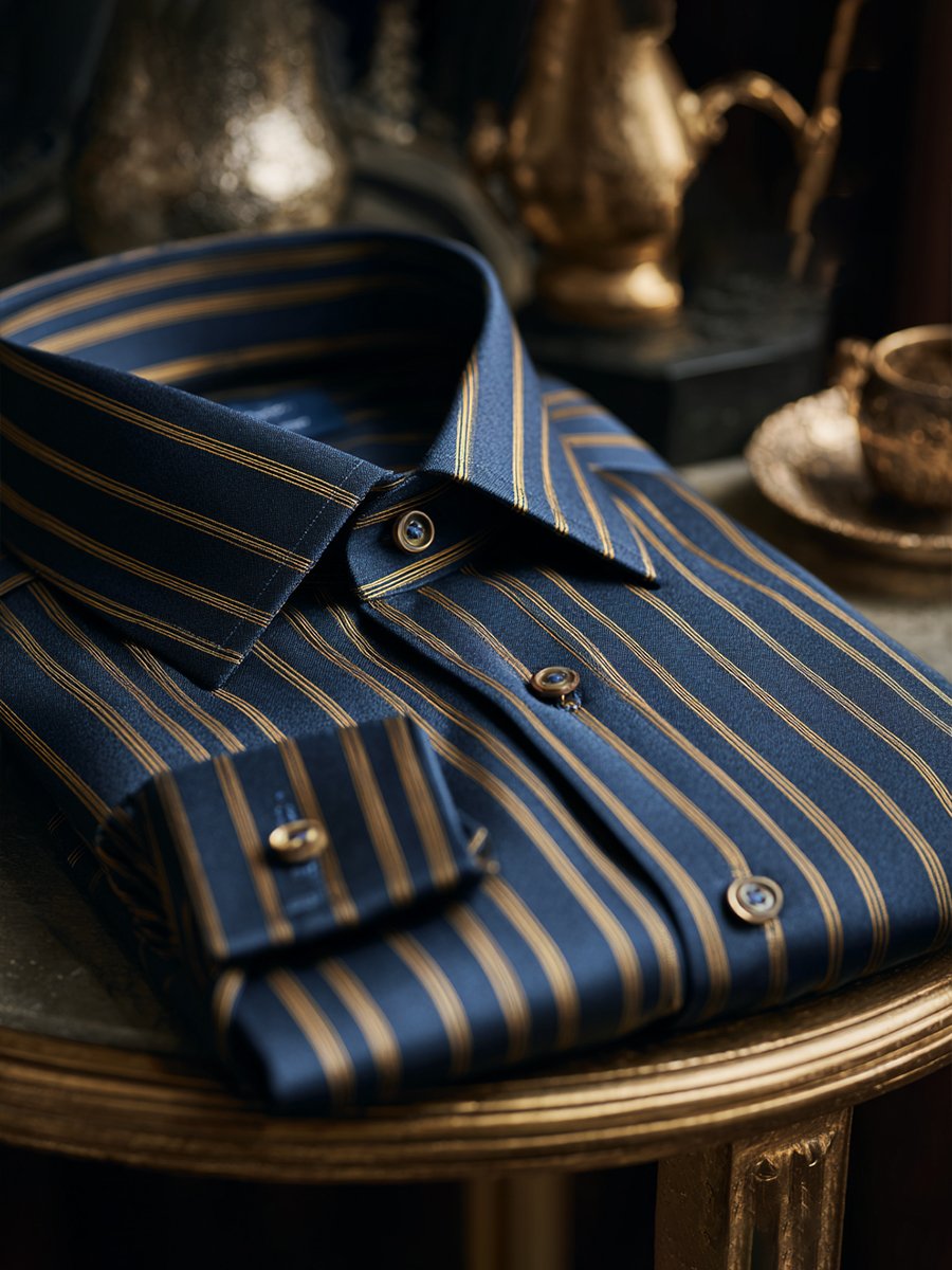 Men's Satin Luxe Stripe Long Sleeve Button-Down Shirt